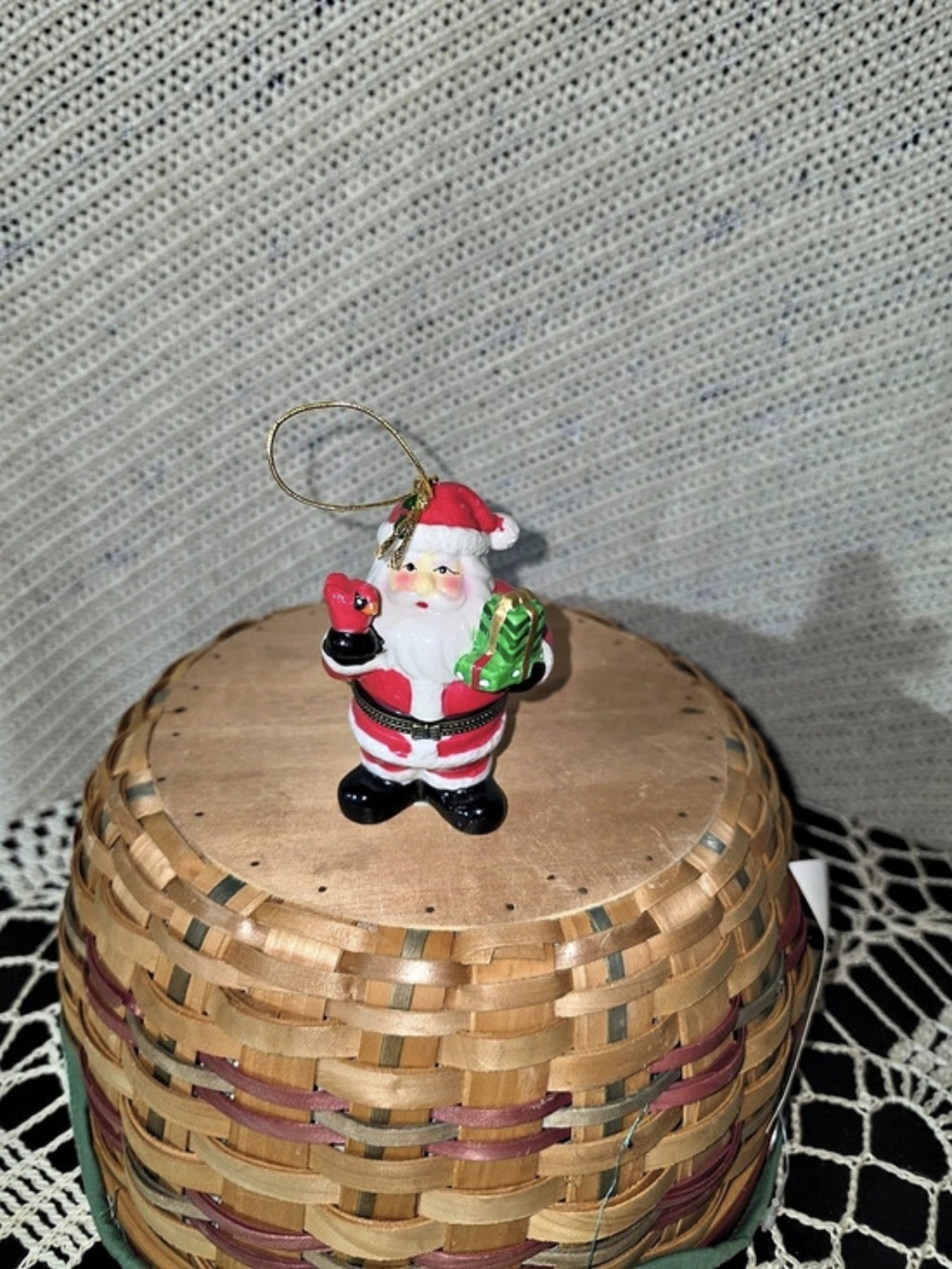 Midwest of Cannon Falls Old World Santa with Present and Cardinal Porcelain